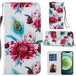 Peacock Flower Smooth Leather Phone Wallet Case for iPhone 12 Pro Max (6.7 inch)