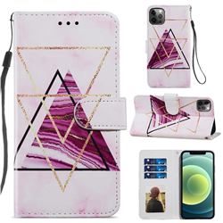 Three-color Marble Smooth Leather Phone Wallet Case for iPhone 12 Pro Max (6.7 inch)