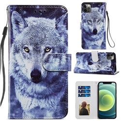 White Wolf Smooth Leather Phone Wallet Case for iPhone 12 Pro Max (6.7 inch)