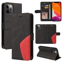 Luxury Two-color Stitching Leather Wallet Case Cover for iPhone 12 Pro Max (6.7 inch) - Black