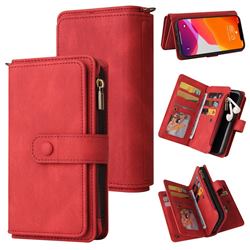Luxury Multi-functional Zipper Wallet Leather Phone Case Cover for iPhone 12 Pro Max (6.7 inch) - Red