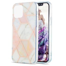Pink White Marble Pattern Galvanized Electroplating Protective Case Cover for iPhone 13 (6.1 inch)