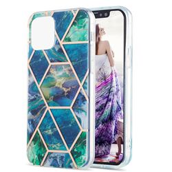Blue Green Marble Pattern Galvanized Electroplating Protective Case Cover for iPhone 13 (6.1 inch)