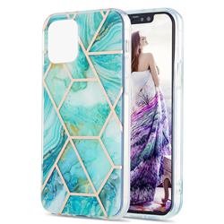 Blue Sea Marble Pattern Galvanized Electroplating Protective Case Cover for iPhone 13 (6.1 inch)