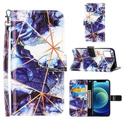 Starry Blue Stitching Color Marble Leather Wallet Case for iPhone 13 (6.1 inch)