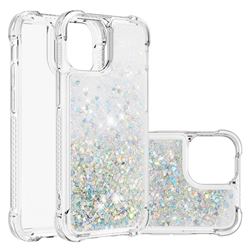 Dynamic Liquid Glitter Sand Quicksand Star TPU Case for iPhone 13 (6.1 inch) - Silver
