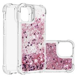 Dynamic Liquid Glitter Sand Quicksand Star TPU Case for iPhone 13 (6.1 inch) - Diamond Rose
