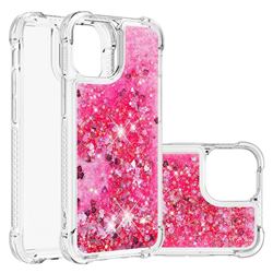 Dynamic Liquid Glitter Sand Quicksand TPU Case for iPhone 13 (6.1 inch) - Pink Love Heart