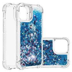Dynamic Liquid Glitter Sand Quicksand TPU Case for iPhone 13 (6.1 inch) - Blue Love Heart