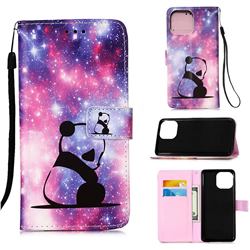 Panda Baby Matte Leather Wallet Phone Case for iPhone 13 (6.1 inch)