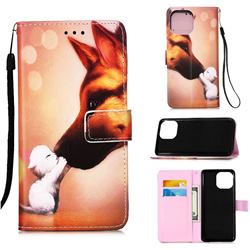 Hound Kiss Matte Leather Wallet Phone Case for iPhone 13 (6.1 inch)
