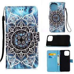 Underwater Mandala Matte Leather Wallet Phone Case for iPhone 13 (6.1 inch)