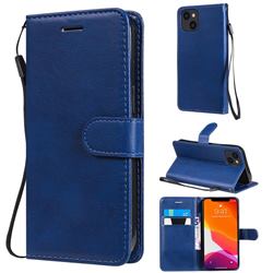 Retro Greek Classic Smooth PU Leather Wallet Phone Case for iPhone 13 (6.1 inch) - Blue