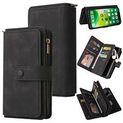 Luxury Multi-functional Zipper Wallet Leather Phone Case Cover for iPhone 13 (6.1 inch) - Black