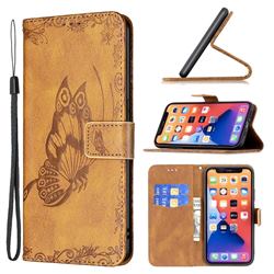 Binfen Color Imprint Vivid Butterfly Leather Wallet Case for iPhone 13 (6.1 inch) - Brown