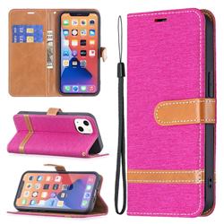 Jeans Cowboy Denim Leather Wallet Case for iPhone 13 (6.1 inch) - Rose