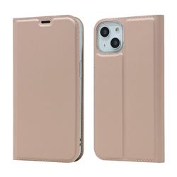 Ultra Slim Card Magnetic Automatic Suction Leather Wallet Case for iPhone 13 (6.1 inch) - Rose Gold