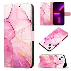 Pink Purple Marble Leather Wallet Protective Case for iPhone 13 (6.1 inch)