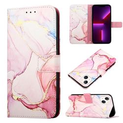 Rose Gold Marble Leather Wallet Protective Case for iPhone 13 (6.1 inch)