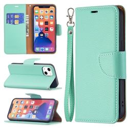 Classic Luxury Litchi Leather Phone Wallet Case for iPhone 13 (6.1 inch) - Green