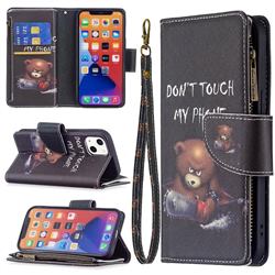 Chainsaw Bear Binfen Color BF03 Retro Zipper Leather Wallet Phone Case for iPhone 13 (6.1 inch)