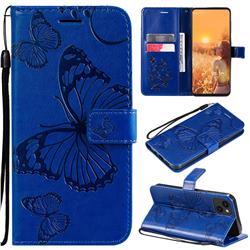Embossing 3D Butterfly Leather Wallet Case for iPhone 13 (6.1 inch) - Blue