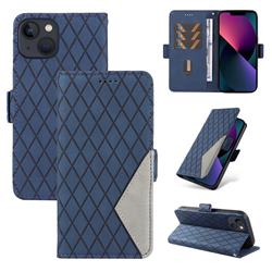 Grid Pattern Splicing Protective Wallet Case Cover for iPhone 13 (6.1 inch) - Blue