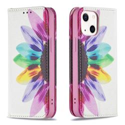 Sun Flower Slim Magnetic Attraction Wallet Flip Cover for iPhone 13 mini (5.4 inch)