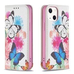 Flying Butterflies Slim Magnetic Attraction Wallet Flip Cover for iPhone 13 mini (5.4 inch)