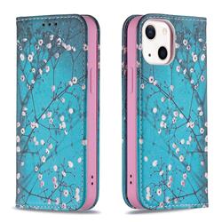 Plum Blossom Slim Magnetic Attraction Wallet Flip Cover for iPhone 13 mini (5.4 inch)