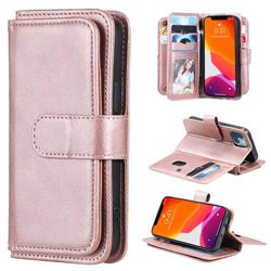 Multi-function Ten Card Slots and Photo Frame PU Leather Wallet Phone Case Cover for iPhone 13 mini (5.4 inch) - Rose Gold