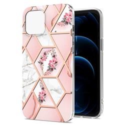 Pink Flower Marble Electroplating Protective Case Cover for iPhone 13 mini (5.4 inch)