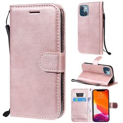 Retro Greek Classic Smooth PU Leather Wallet Phone Case for iPhone 13 mini (5.4 inch) - Rose Gold
