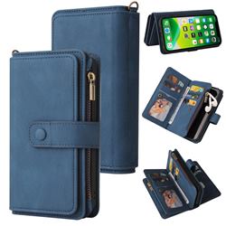 Luxury Multi-functional Zipper Wallet Leather Phone Case Cover for iPhone 13 mini (5.4 inch) - Blue