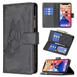 Binfen Color Imprint Vivid Butterfly Buckle Zipper Multi-function Leather Phone Wallet for iPhone 13 mini (5.4 inch) - Black