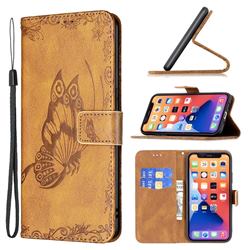 Binfen Color Imprint Vivid Butterfly Leather Wallet Case for iPhone 13 mini (5.4 inch) - Brown