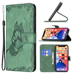 Binfen Color Imprint Vivid Butterfly Leather Wallet Case for iPhone 13 mini (5.4 inch) - Green