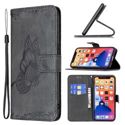 Binfen Color Imprint Vivid Butterfly Leather Wallet Case for iPhone 13 mini (5.4 inch) - Black