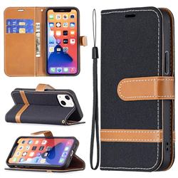 Jeans Cowboy Denim Leather Wallet Case for iPhone 13 mini (5.4 inch) - Black