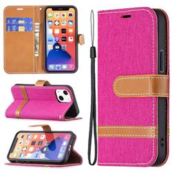 Jeans Cowboy Denim Leather Wallet Case for iPhone 13 mini (5.4 inch) - Rose