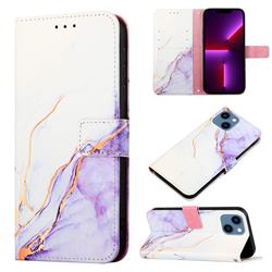 Purple White Marble Leather Wallet Protective Case for iPhone 13 mini (5.4 inch)