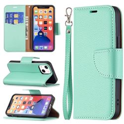 Classic Luxury Litchi Leather Phone Wallet Case for iPhone 13 mini (5.4 inch) - Green
