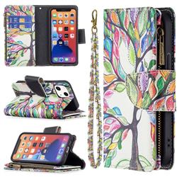 The Tree of Life Binfen Color BF03 Retro Zipper Leather Wallet Phone Case for iPhone 13 mini (5.4 inch)