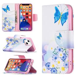 Butterflies Flowers Leather Wallet Case for iPhone 13 mini (5.4 inch)