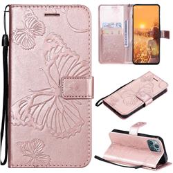 Embossing 3D Butterfly Leather Wallet Case for iPhone 13 mini (5.4 inch) - Rose Gold