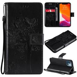 Embossing Butterfly Tree Leather Wallet Case for iPhone 13 mini (5.4 inch) - Black