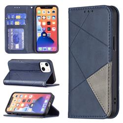 Prismatic Slim Magnetic Sucking Stitching Wallet Flip Cover for iPhone 13 mini (5.4 inch) - Blue