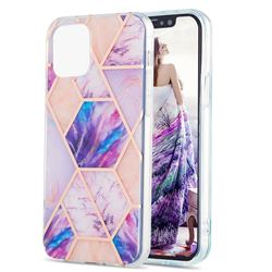 Purple Dream Marble Pattern Galvanized Electroplating Protective Case Cover for iPhone 13 Pro (6.1 inch)