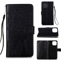 Embossing Dream Catcher Mandala Flower Leather Wallet Case for iPhone 13 Pro (6.1 inch) - Black