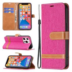 Jeans Cowboy Denim Leather Wallet Case for iPhone 13 Pro (6.1 inch) - Rose